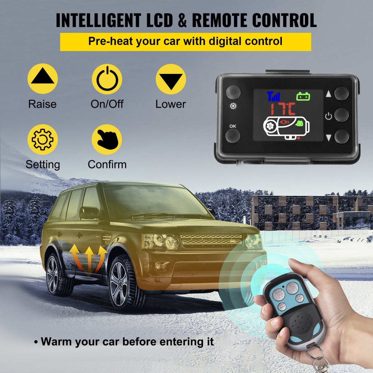 VEVOR 12V 5000W Air Diesel Heater με διακόπτη LCD, Diesel Heater με τηλεχειριστήριο και 4 εξόδους αέρα για Boat Car Trucks Campervans