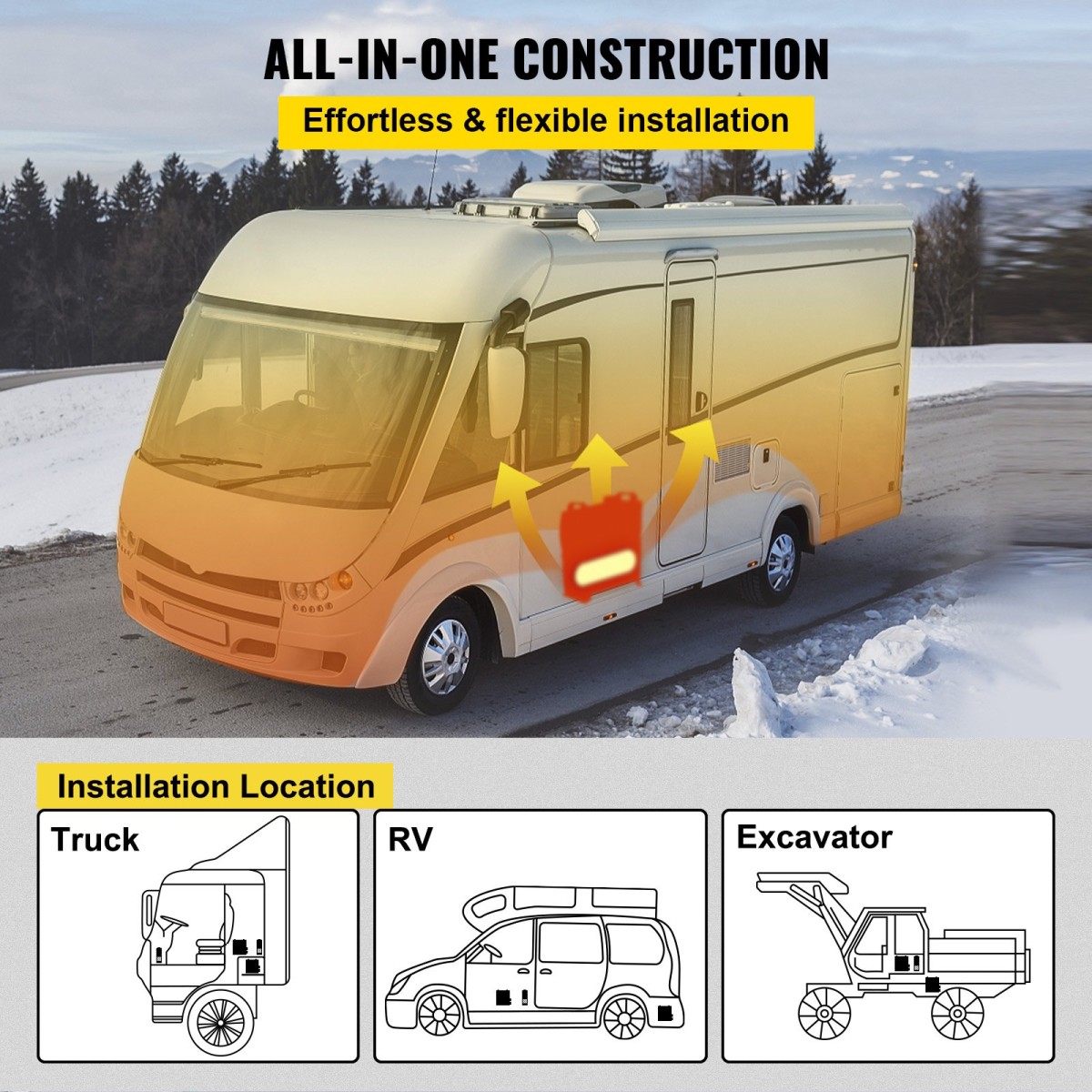 VEVOR 12V 5000W Air Diesel Heater με διακόπτη LCD, Diesel Heater με τηλεχειριστήριο και 4 εξόδους αέρα για Boat Car Trucks Campervans