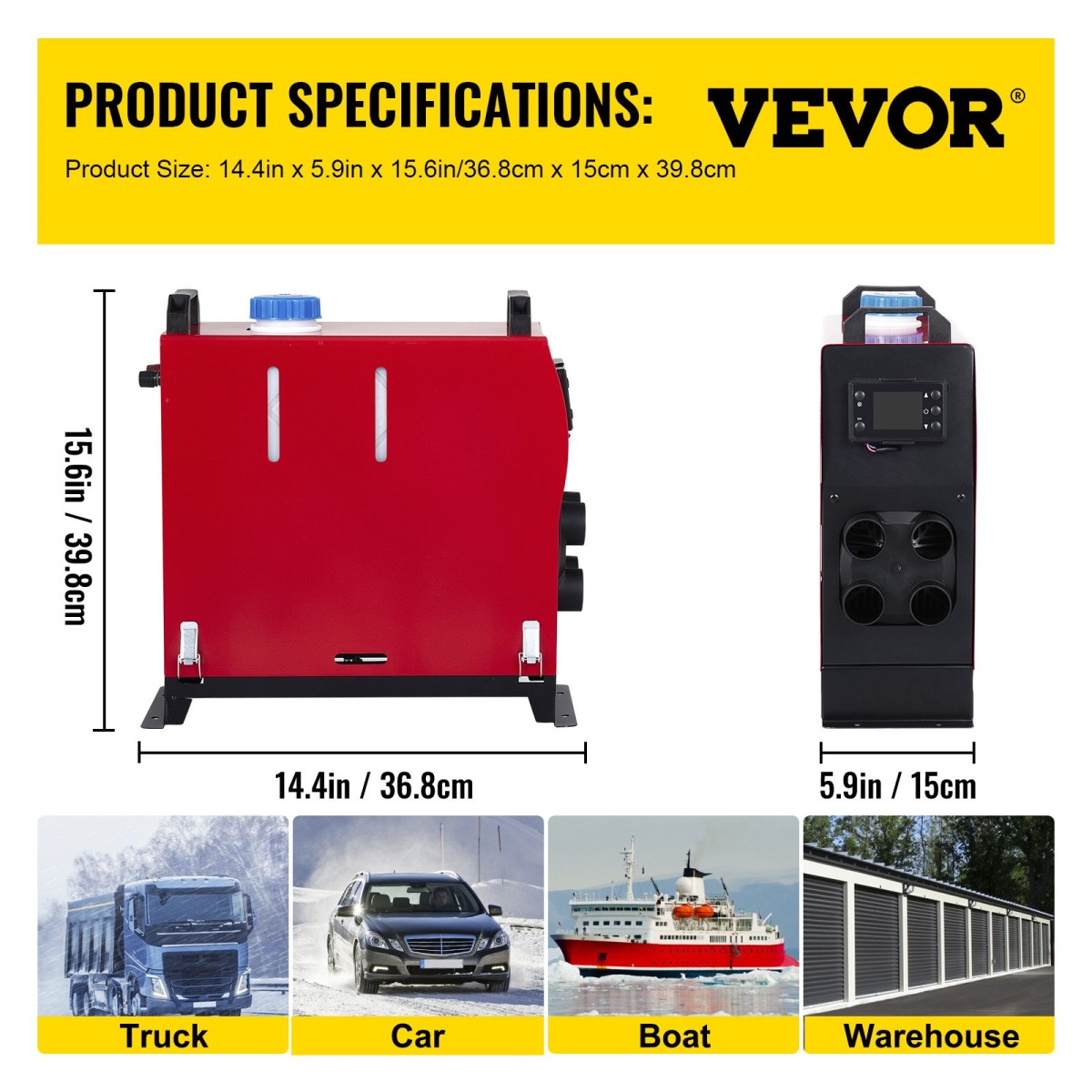 VEVOR 12V 5000W Air Diesel Heater με διακόπτη LCD, Diesel Heater με τηλεχειριστήριο και 4 εξόδους αέρα για Boat Car Trucks Campervans