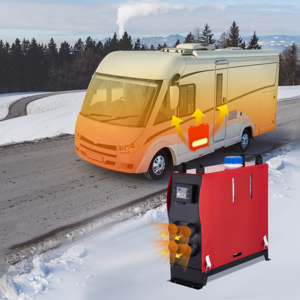 VEVOR 12V 5000W Air Diesel Heater με διακόπτη LCD, Diesel Heater με τηλεχειριστήριο και 4 εξόδους αέρα για Boat Car Trucks Campervans