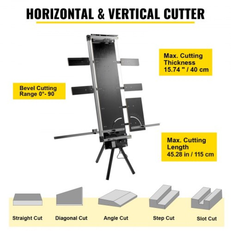 Μηχάνημα κοπής φελιζόλ VEVOR 42cm Μέγ.Πάχος κοπής Αφροκόφτης 115cm Μέγ.Μήκος Hot Wire Foam Cutter 0-90° Styrofoam Cutter Έξι καλώδια θέρμανσης με πλευρική πλάκα βάσης για κοπή αφρού Pearl Cott