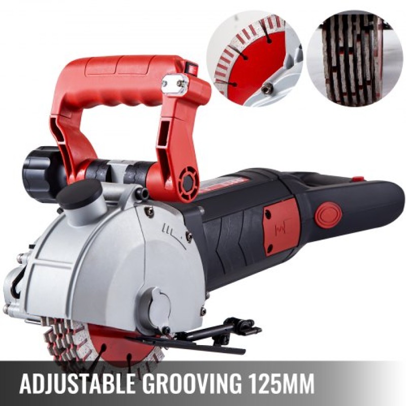 VEVOR Wall Chaser, 34 mm Βάθος κοπής Μηχανή κοπής τοίχου 2500W Μηχανή κοπής Wall Groove 38 mm Πλάτος κοπής Μηχανή κοπής τοίχου με 5 λεπίδες πριονιού 115 mm Διάμετρος 6300r/Min με υπέρυθρη ακτίνα