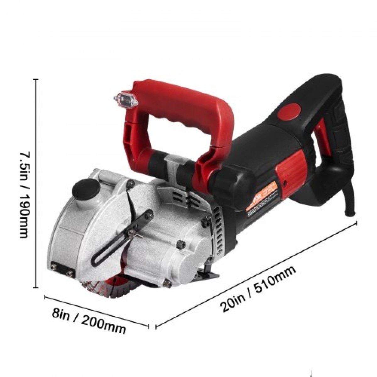 VEVOR Wall Chaser, 34 mm Βάθος κοπής Μηχανή κοπής τοίχου 2500W Μηχανή κοπής Wall Groove 38 mm Πλάτος κοπής Μηχανή κοπής τοίχου με 5 λεπίδες πριονιού 115 mm Διάμετρος 6300r/Min με υπέρυθρη ακτίνα