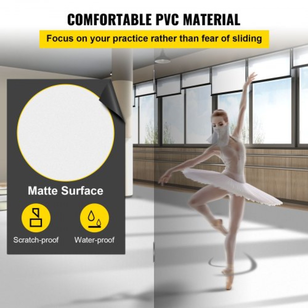 VEVOR Dance Floor, 6,6x23ft Dance Floor Roll, πάχος 0,06in PVC Vinyl Dance Floor, Μαύρο/Λευκό αναστρέψιμο φορητό πάτωμα χορού, αντιολισθητικό δάπεδο χορού, πίστα μπαλέτου για τζαζ, ποπ, λυρικό στυλ