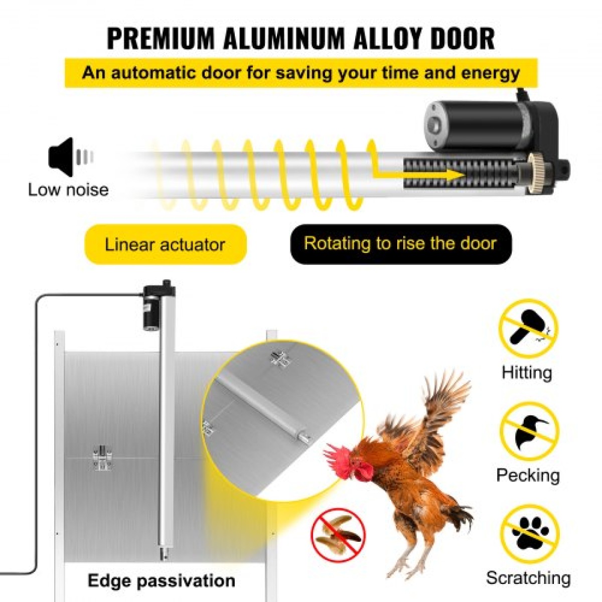 VEVOR Automatic Chicken Coop Door, Timer and Light Sensor, Chicken Door Opener, 12V 66W Chicken Coop Door, Ηλεκτρικό κιτ ανοίγματος πόρτας πουλερικών με αισθητήρα υπερύθρων, αυτόματη πόρτα κοτόπουλου με 2 τηλεχειριστήρια