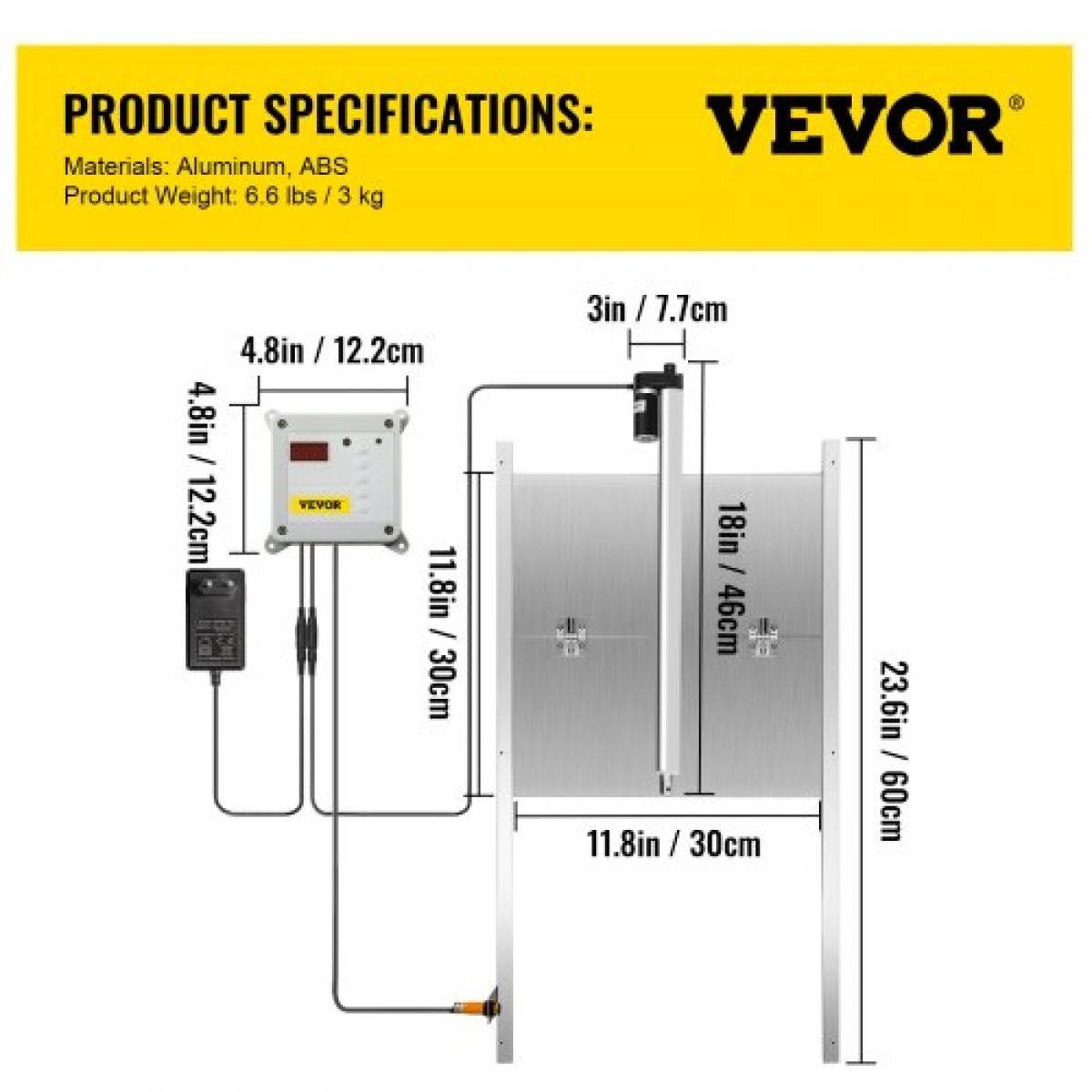 VEVOR Automatic Chicken Coop Door, Timer and Light Sensor, Chicken Door Opener, 12V 66W Chicken Coop Door, Ηλεκτρικό κιτ ανοίγματος πόρτας πουλερικών με αισθητήρα υπερύθρων, αυτόματη πόρτα κοτόπουλου με 2 τηλεχειριστήρια