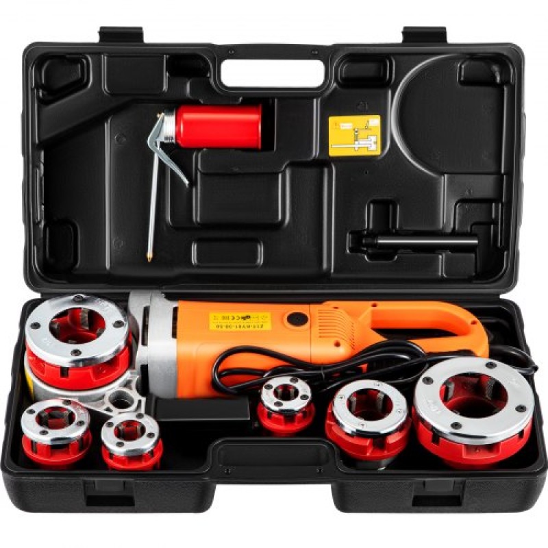 VEVOR Electric Pipe Threader, 2300W Pipe Threading Machine, Heavy-Duty Hand-Held Power Drive Kit, 220V Pipe Threader Machine, Portable Pipe Threader with 6 Dies 1,27-5,1 cm