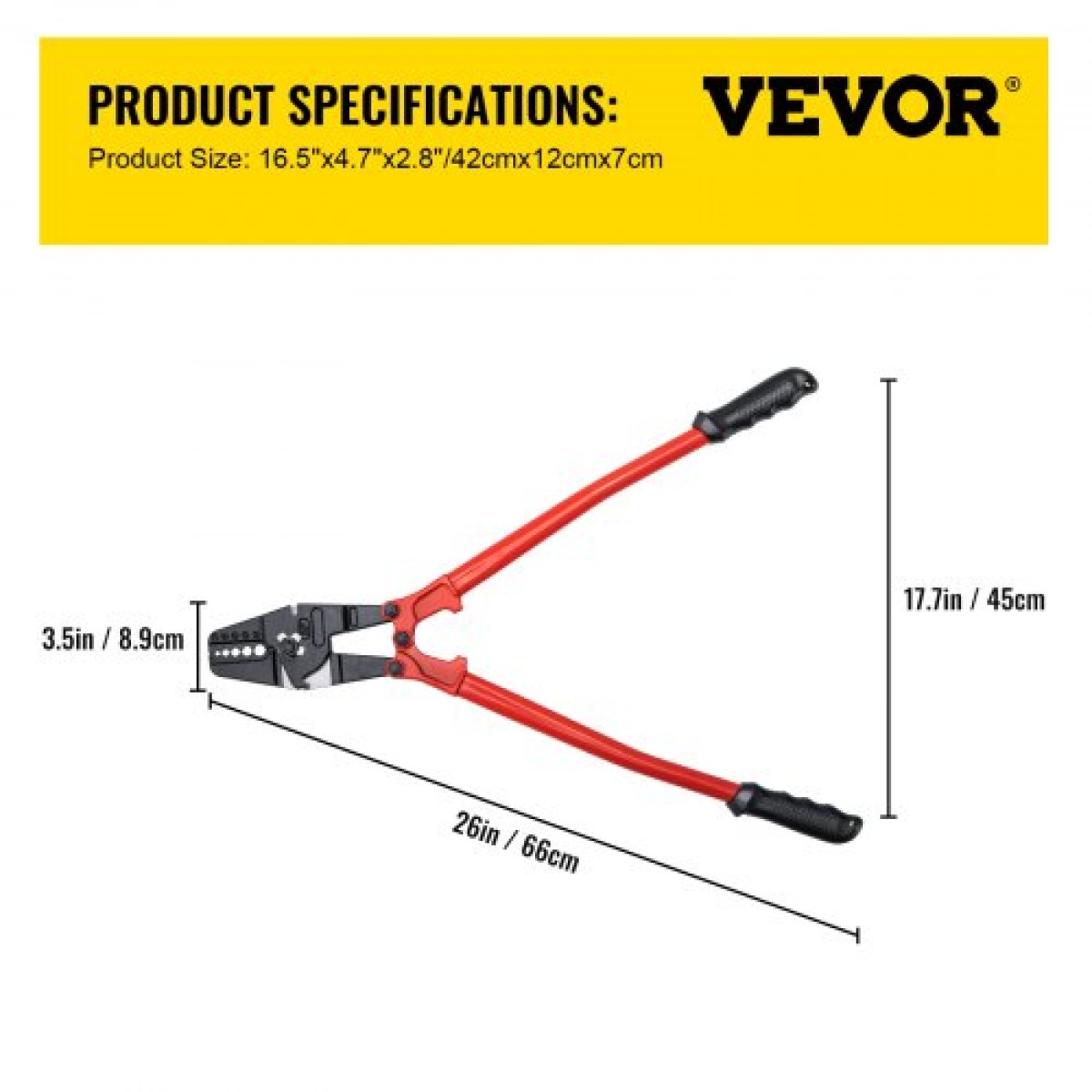 VEVOR 24 ιντσών Swager Crimper 5 κοιλότητας 1/16 έως 3/16 ιντσών Εργαλείο περιτυλίγματος για χάλκινα αλουμίνια οβάλ μανίκια και μανίκια στοπ Εργαλείο πτύχωσης σχοινιού σύρμα Propress Swage Εργαλείο μακριά λαβή Εξοικονόμηση εργασίας