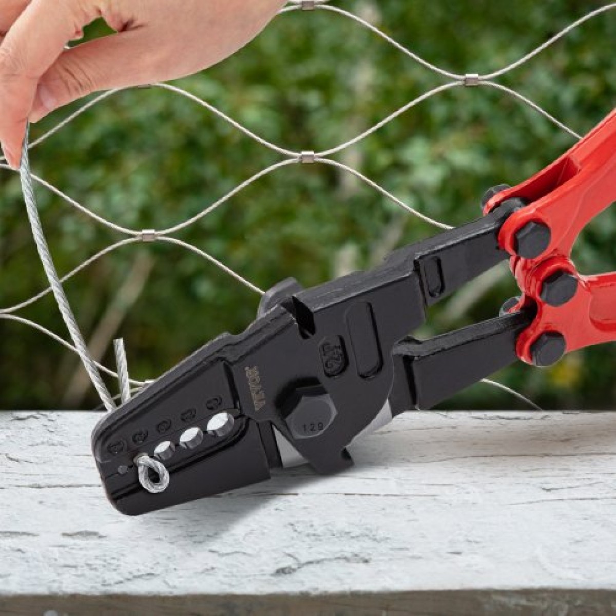 VEVOR 24 ιντσών Swager Crimper 5 κοιλότητας 1/16 έως 3/16 ιντσών Εργαλείο περιτυλίγματος για χάλκινα αλουμίνια οβάλ μανίκια και μανίκια στοπ Εργαλείο πτύχωσης σχοινιού σύρμα Propress Swage Εργαλείο μακριά λαβή Εξοικονόμηση εργασίας