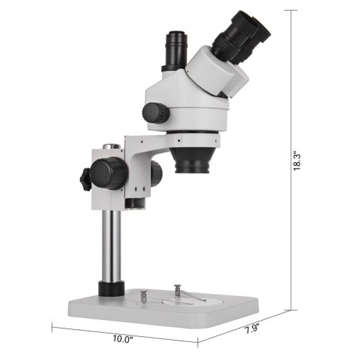 Στερεοσκοπικό μικροσκόπιο VEVOR 3.5X-90X 360° Περιστρεφόμενο τριόφθαλμο στερεοσκοπικό μικροσκόπιο με βάση κολόνας
