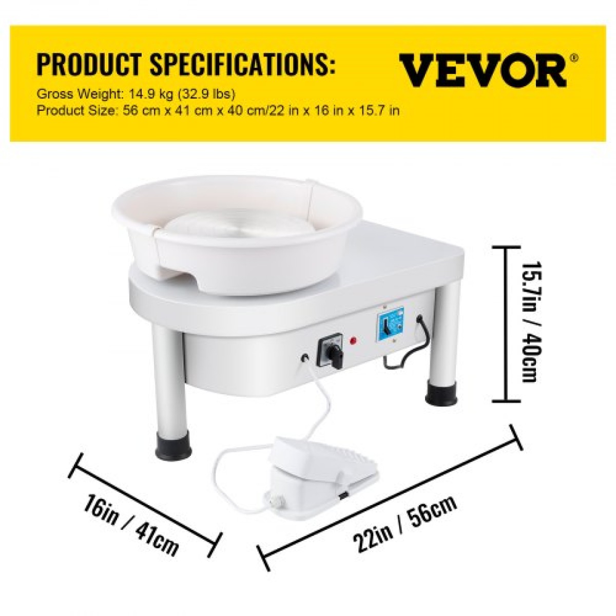 VEVOR Pottery Wheel 25CM Pottery Forming Machine 280W Electric Pottery wheel with Foot Pedal and Departable Basin Shaping Tool for Ceramics Clay Craft DIY Clay