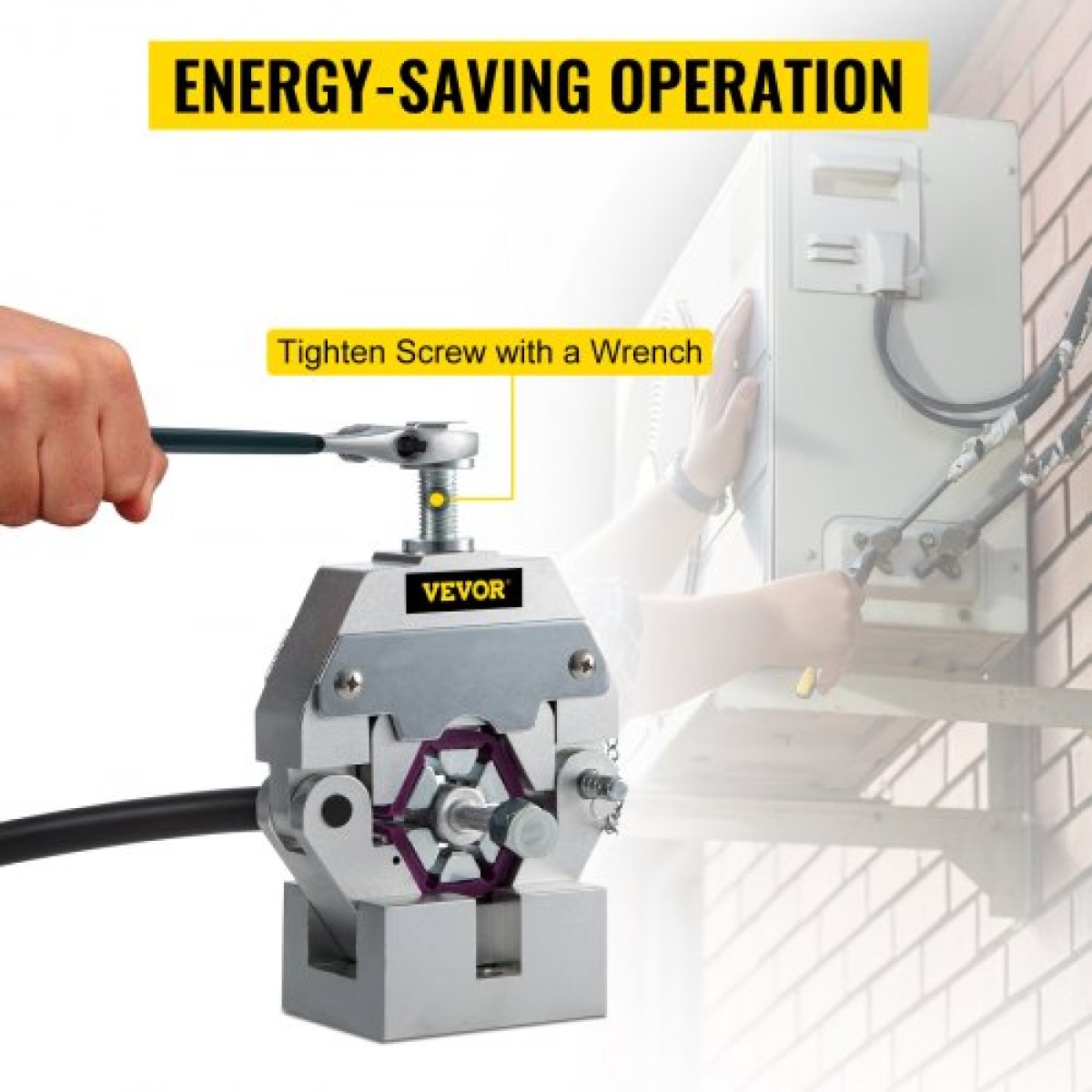 VEVOR 71550 Portable Manual Hydraulic Pipe Pipe Hose Crimping Tool and Repaire Crimper Tools Χειροκίνητα Λειτουργία A/C Hose Crimper Tool Kit Ανθεκτικό με 4 μήτρες για κλιματιστικό αυτοκινήτου