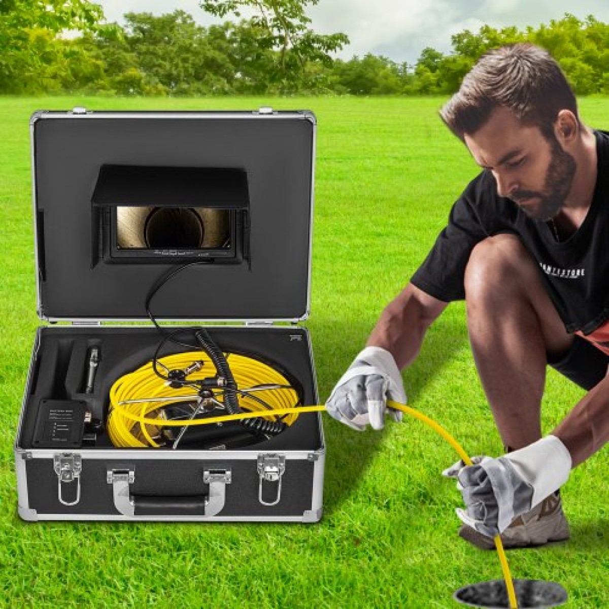 VEVOR 50M Sewer Inspection Camera 7 ιντσών Οθόνη LCD DVR Αδιάβροχο Pipeline Inspection System Camera Kit με κάρτα SD 8G (50M 7 ιντσών)