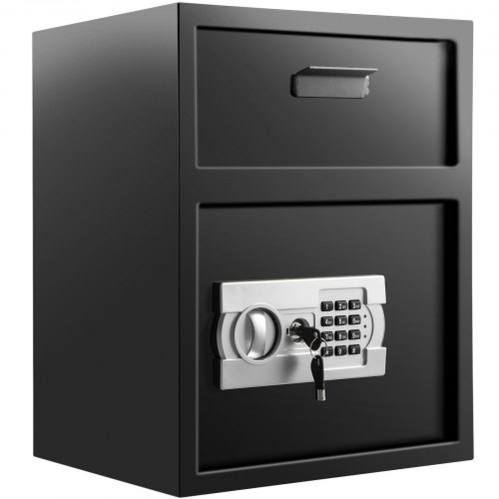 VEVOR Digital Depository Safe Electronic Code Lock, Deposit Safe with Two Emergency Keys, Depository Safe with Deposit Slot, Restaurant Safe Carbon Steel, Depository Box for Home, Hotel and Office