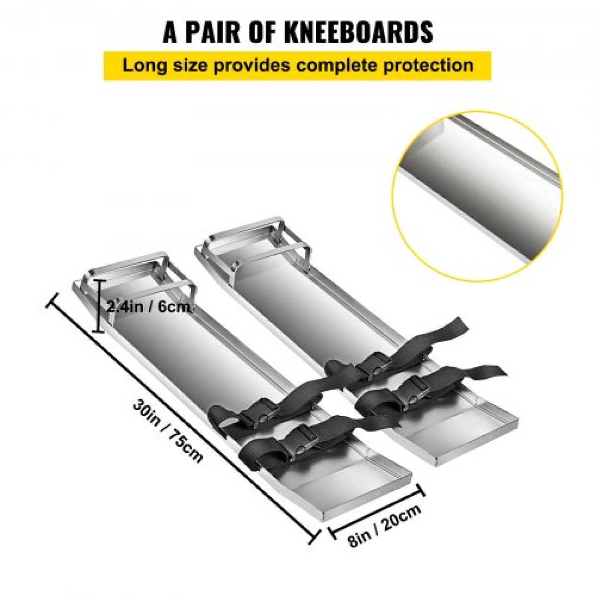 VEVOR Concrete Knee Boards 30'' x 8'' Slider Knee Boards, Kneeler Board από ανοξείδωτο χάλυβα Kneeboards, Concrete Sliders Pair Moving Sliders, with Concrete Board Straps for Cement and Concrete Finishi