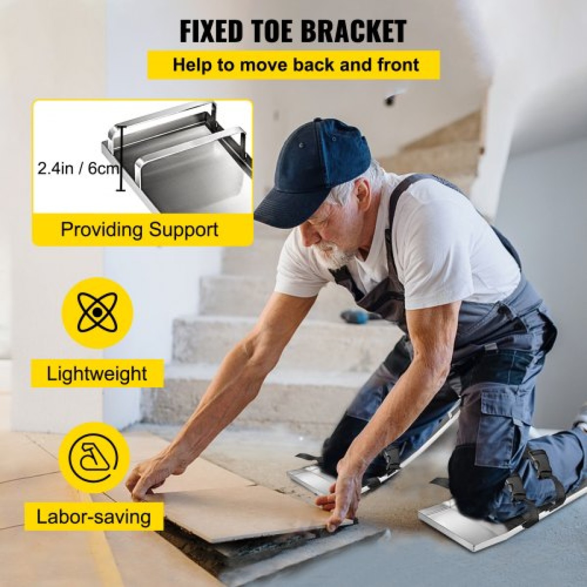 VEVOR Concrete Knee Boards 30'' x 8'' Slider Knee Boards, Kneeler Board από ανοξείδωτο χάλυβα Kneeboards, Concrete Sliders Pair Moving Sliders, with Concrete Board Straps for Cement and Concrete Finishi
