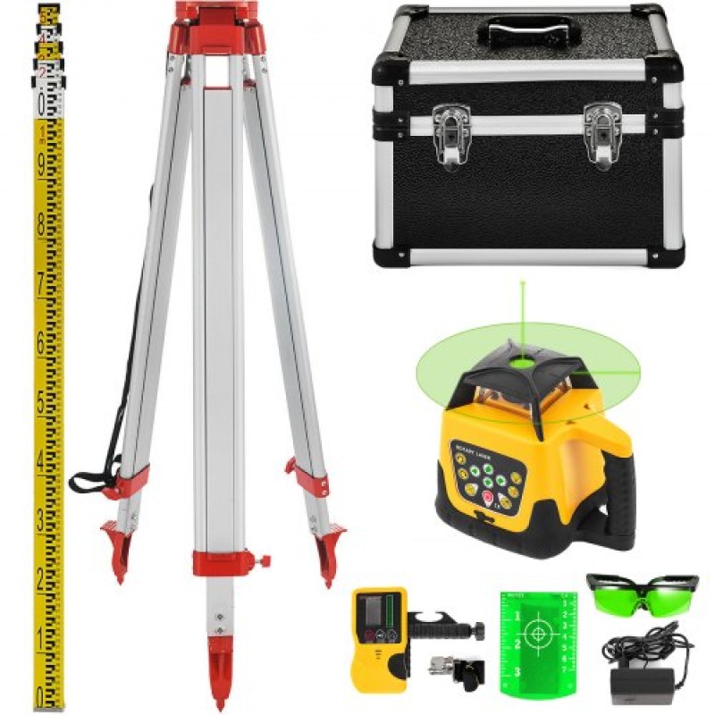 VEVOR Rotary Green Laser Kit 500M+1,65M Aluminium Tripod+5M Laser Level Staff