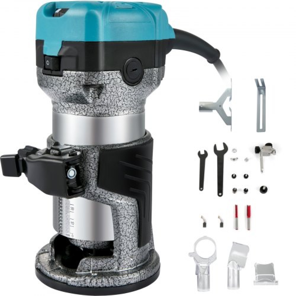 VEVOR Router Tool, 710W Wood Router, Router for Woodworking with Three Router Collets, Wood Router Tool with Fixed Base, Woodworking Router with Aluminum Shell and 13000 - 33000 r/min Rotating Speed