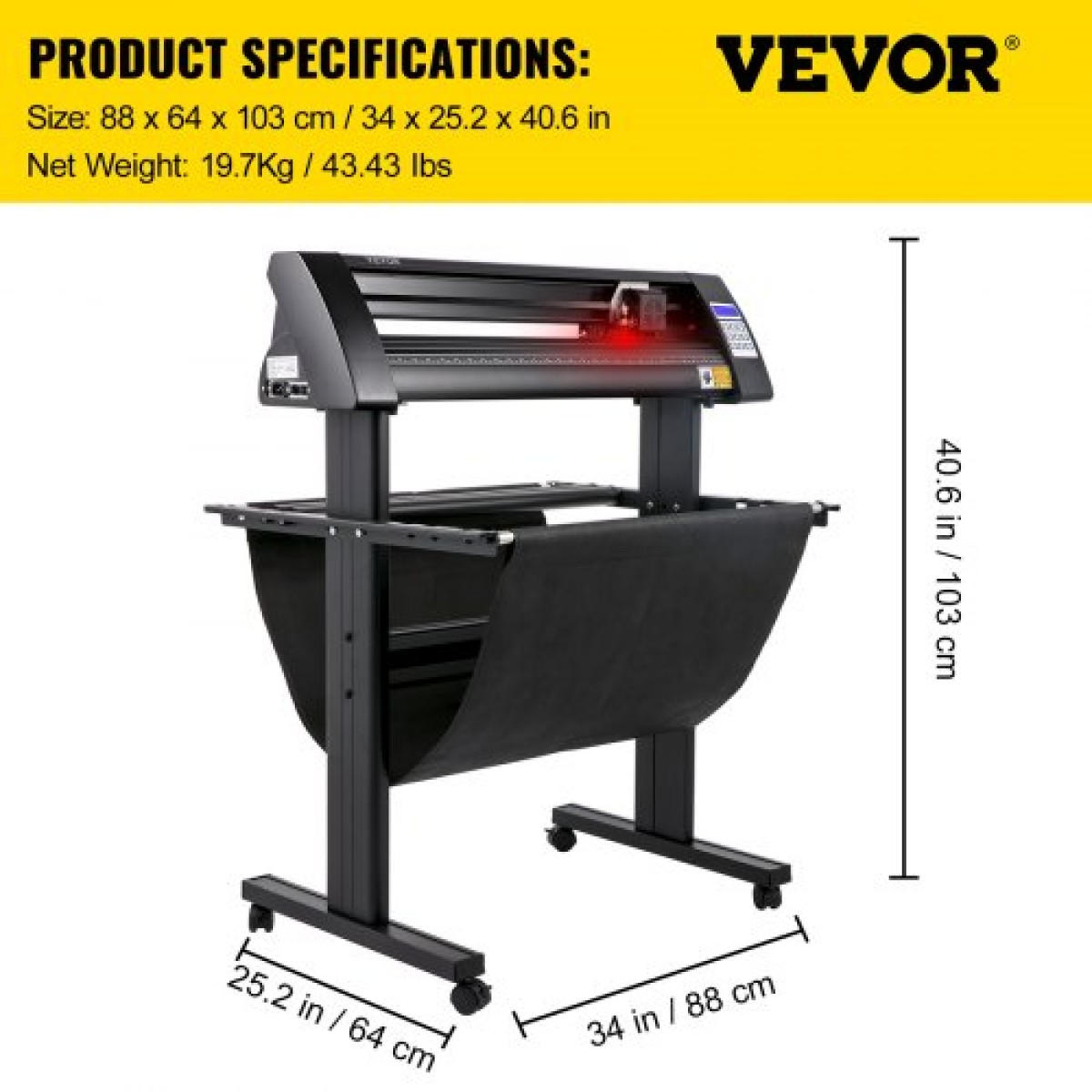 VEVOR Vinyl Cutter, 720mm Vinyl Plotter, LED Screen Plotter Cutter, Ημιαυτόματο ενσωματωμένο οπτικό μάτι για ακριβή καθοδήγηση, συμβατό με λογισμικό SignMaster για σύστημα Windows με βάση
