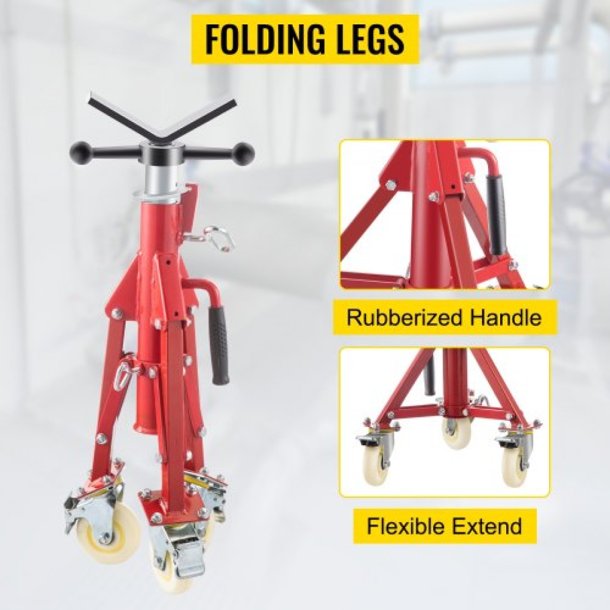 VEVOR Pipe Stand, V Head Pipe Stand Ρυθμιζόμενο ύψος 20-37 ίντσες, 2500LBS Pipe Stand με τροχίσκους, Πτυσσόμενες φορητές βάσεις σωλήνων για στήριξη σωλήνων 1/8 έως 12 ιντσών