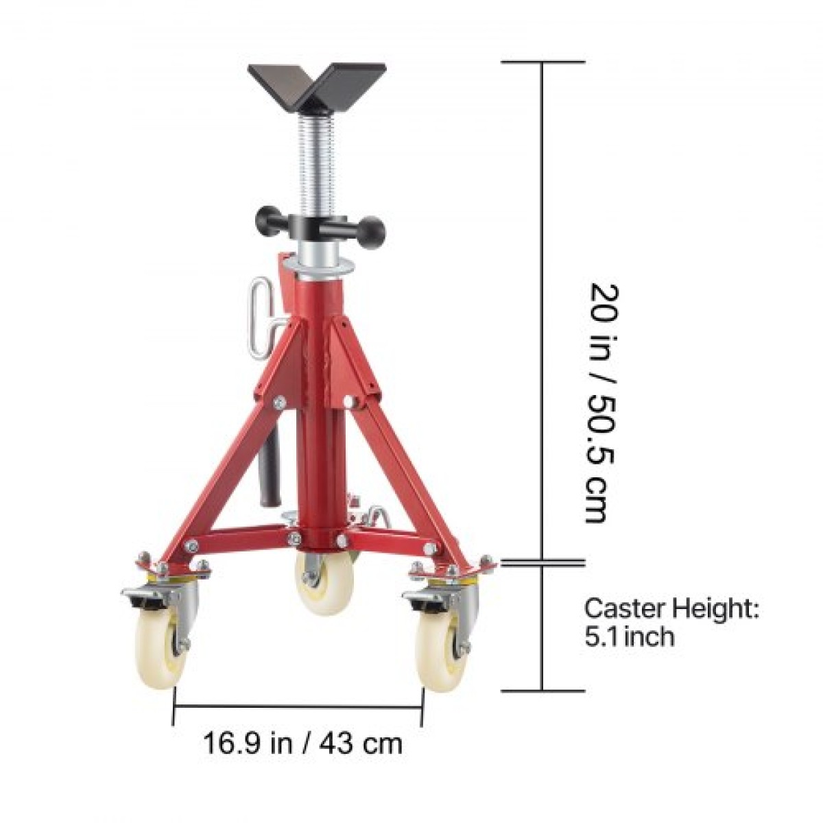 VEVOR Pipe Stand, V Head Pipe Stand Ρυθμιζόμενο ύψος 20-37 ίντσες, 2500LBS Pipe Stand με τροχίσκους, Πτυσσόμενες φορητές βάσεις σωλήνων για στήριξη σωλήνων 1/8 έως 12 ιντσών