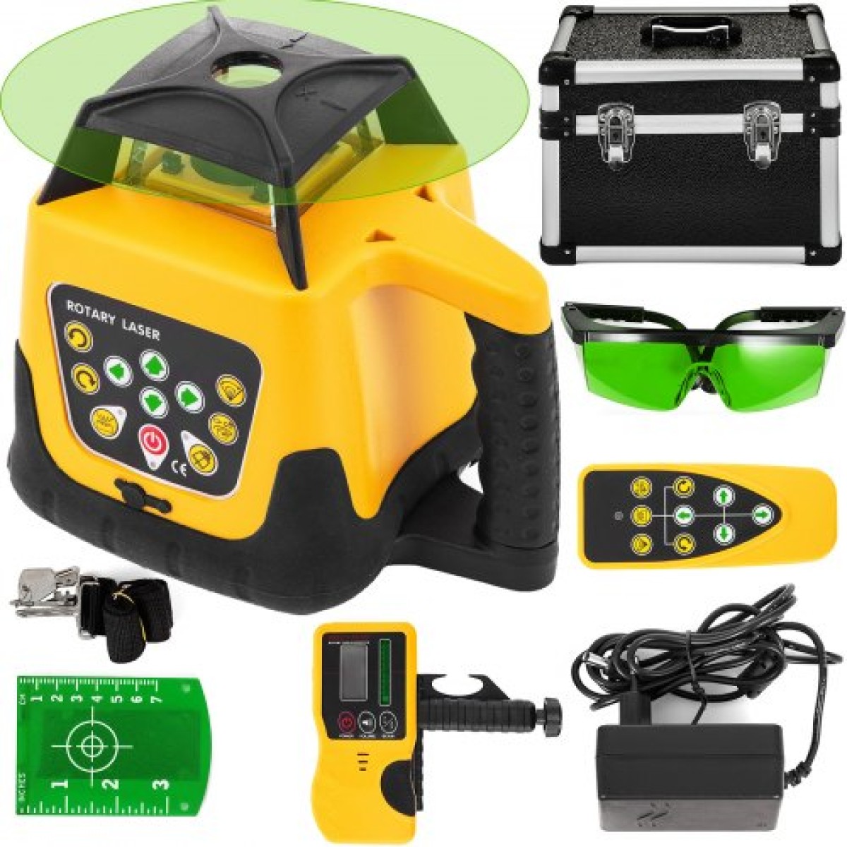 VEVOR Rotary Laser Level Green Beam 500m Εύρος κλίσης Ρυθμιζόμενη 360° Περιστροφή με ακρίβεια με θήκη μεταφοράς δέκτη τηλεχειριστηρίου