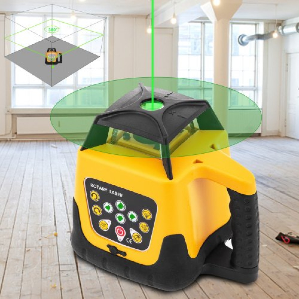 VEVOR Rotary Laser Level Green Beam 500m Εύρος κλίσης Ρυθμιζόμενη 360° Περιστροφή με ακρίβεια με θήκη μεταφοράς δέκτη τηλεχειριστηρίου