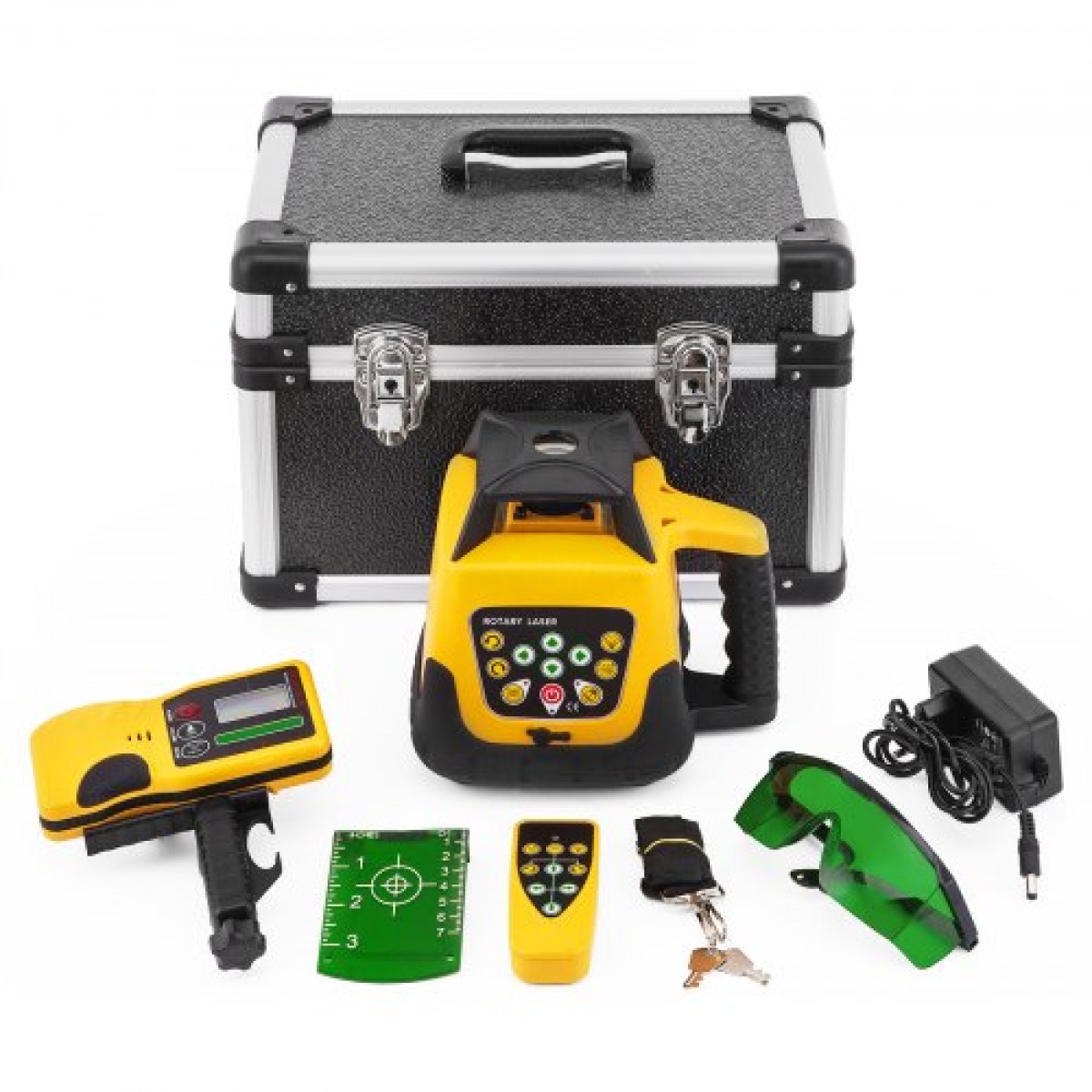 VEVOR Rotary Laser Level Green Beam 500m Εύρος κλίσης Ρυθμιζόμενη 360° Περιστροφή με ακρίβεια με θήκη μεταφοράς δέκτη τηλεχειριστηρίου