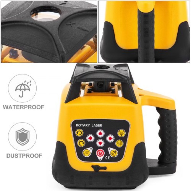 VEVOR Rotary Laser Level Kit Red Beam Ψηφιακό αυτοεπιπεδούμενο περιστροφικό κιτ λέιζερ 500M Range with Remote Control Receiver Case Transporting