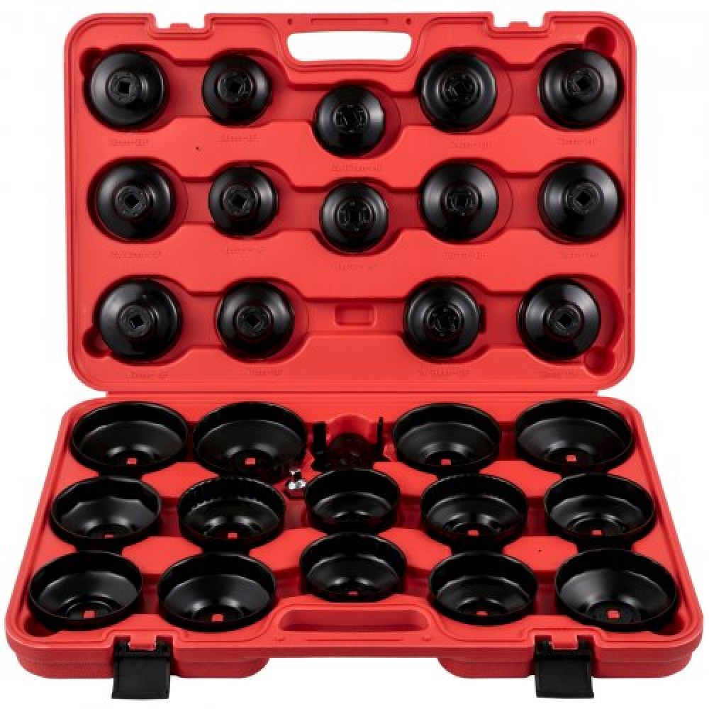 VEVOR Oil Filter Socket Set, 30 Pcs Oil Filter Wrench Set, Sturdy Steel Oil Filter Socket, 3/8\" Oil Filter Socket, Low Profile Oil Filter Socket Set For Easy Access, Oil Filter Wrench Cap Set