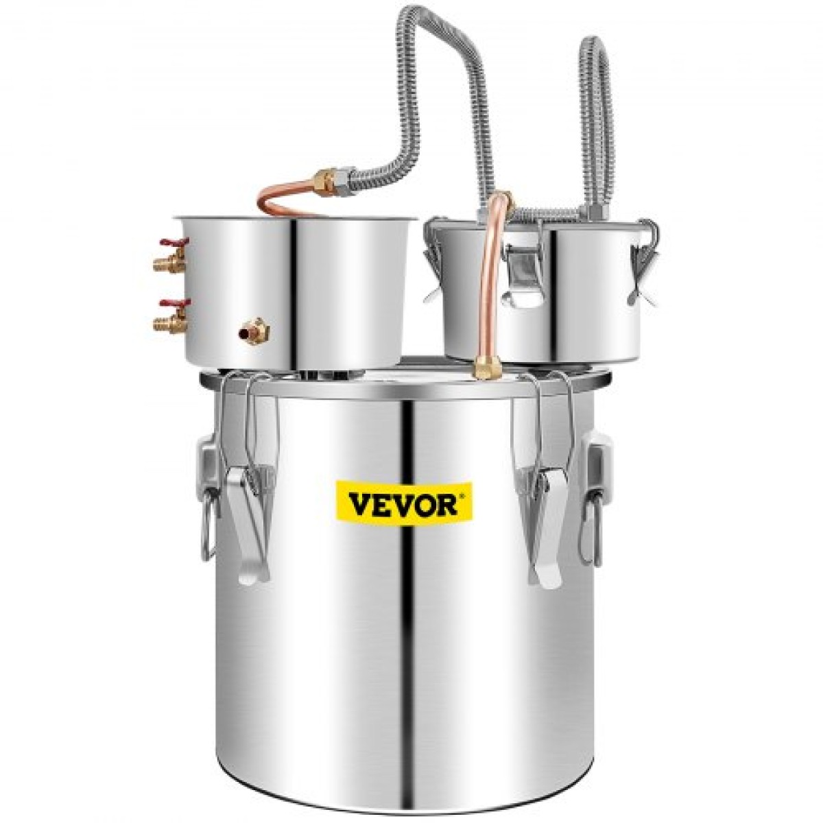 VEVOR Alcohol Still, 50L SUS Water Alcohol Distiller with Condenser & Thumper Keg, 13,2Gal Boiler Wine Making Boiler with Copper Tube, Home Brewing Kit με ενσωματωμένο θερμόμετρο για DIY Whisky Wine Brandy,