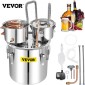 VEVOR Alcohol Still, 50L SUS Water Alcohol Distiller with Condenser & Thumper Keg, 13,2Gal Boiler Wine Making Boiler with Copper Tube, Home Brewing Kit με ενσωματωμένο θερμόμετρο για DIY Whisky Wine Brandy,