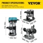 VEVOR Router Tool, 710W Wood Router, Router for Woodworking with 3 Router Collets, Wood Router Tool with Fixed & Plunge & Tilt Base, Woodworking Router with aluminium Shell & 13000-33000 r/min Rotating