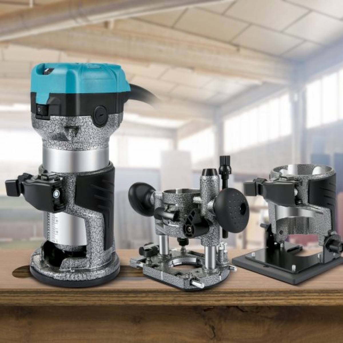 VEVOR Router Tool, 710W Wood Router, Router for Woodworking with 3 Router Collets, Wood Router Tool with Fixed & Plunge & Tilt Base, Woodworking Router with aluminium Shell & 13000-33000 r/min Rotating
