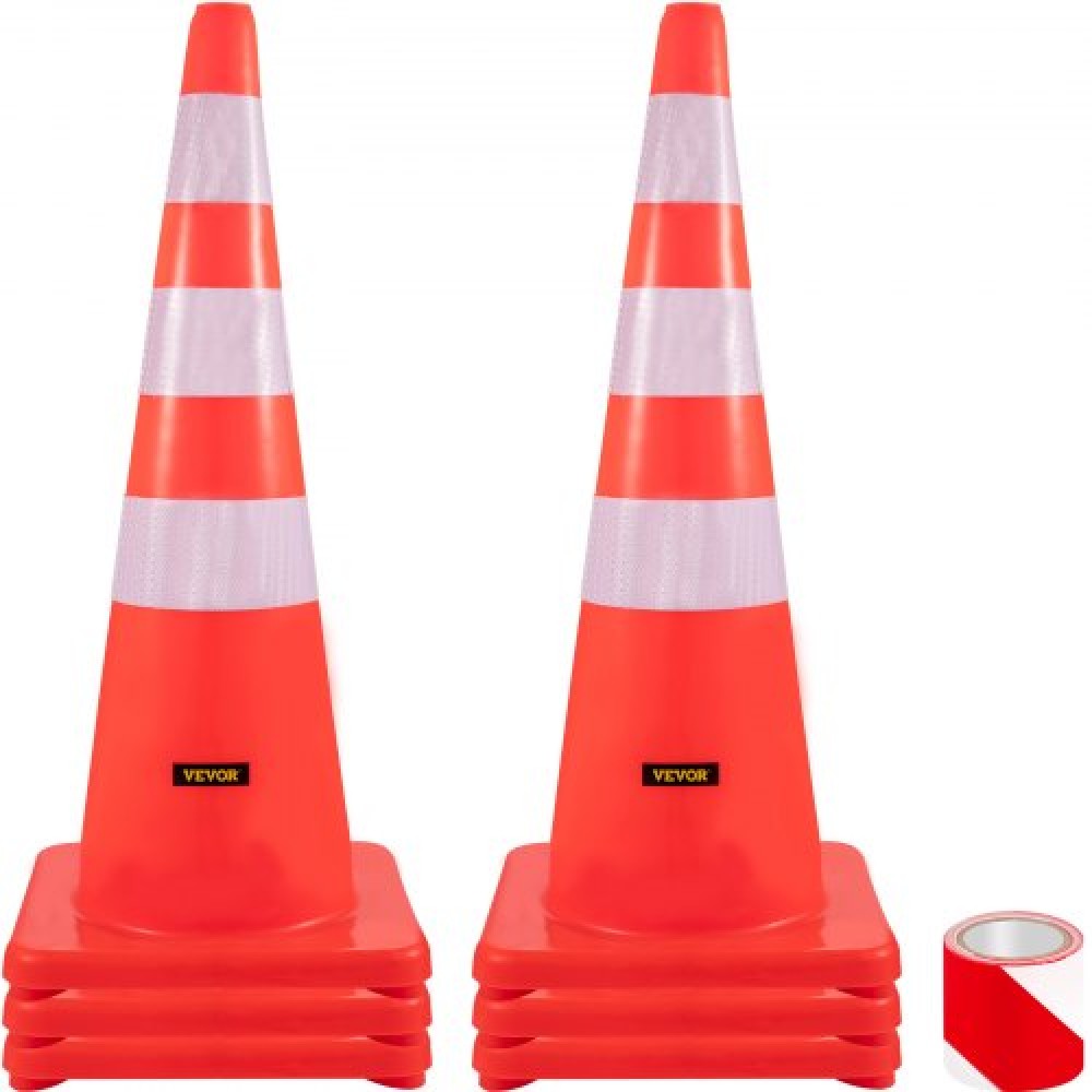 VEVOR Safety Cones Traffic Cones 6 x 36" Orange Reflective Collars Road Cones