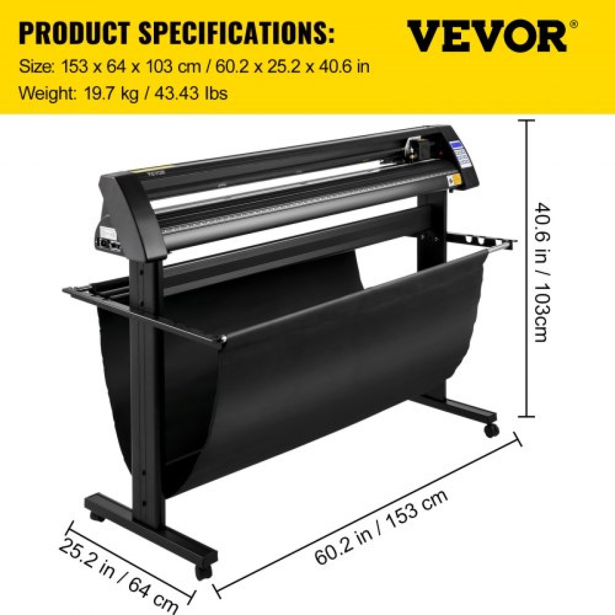 VEVOR Vinyl Cutter, 1350mm Vinyl Plotter, LED Screen Plotter Cutter, Ημιαυτόματο ενσωματωμένο οπτικό μάτι, συμβατό με λογισμικό SignCut για Mac και σύστημα Windows με βάση