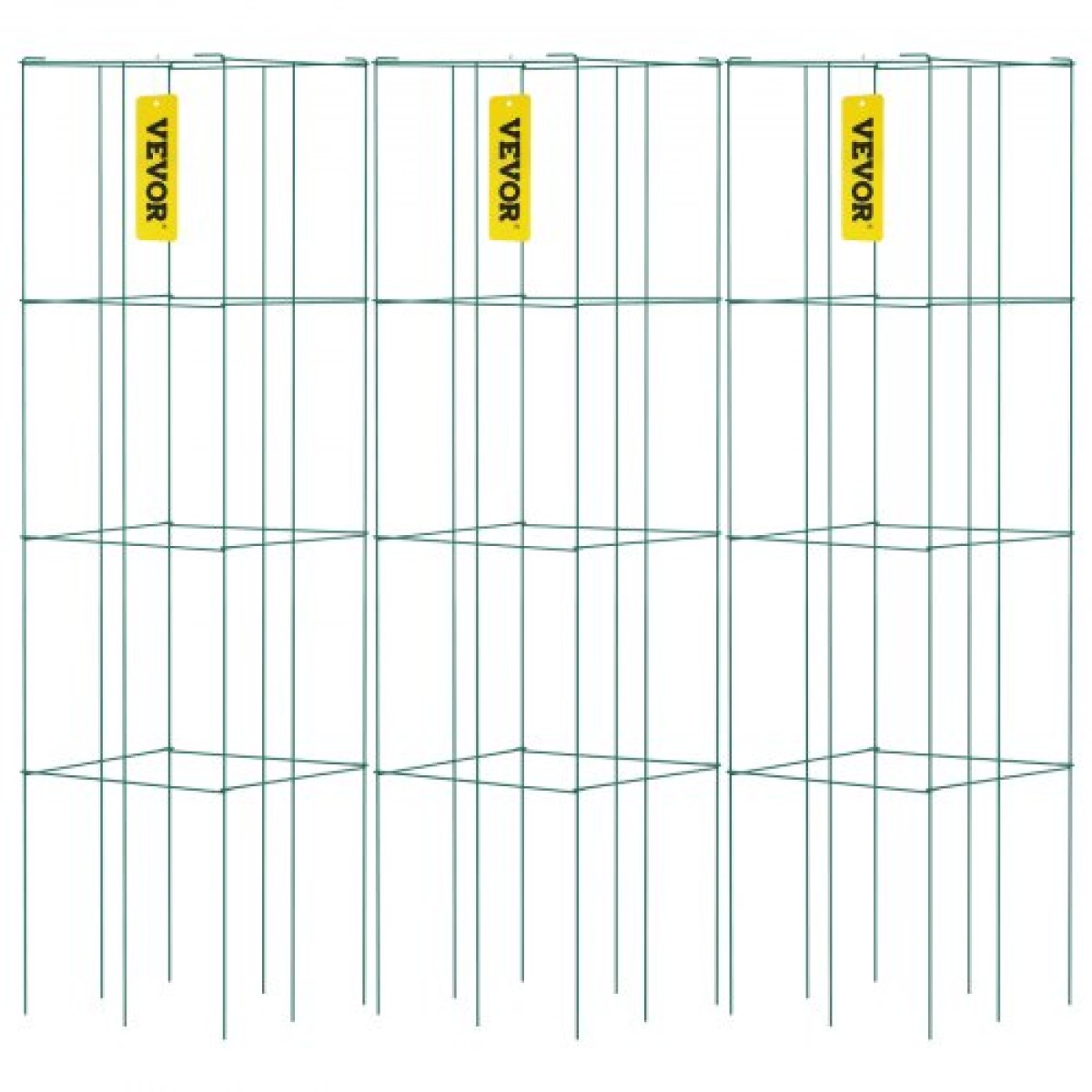 VEVOR Tomato Cages, 14,6 \" x 14,6\" x 39,4\", 3 Packs Κλουβιά ντομάτας για κήπο, τετράγωνα κλουβιά στήριξης φυτών βαρέως τύπου, πράσινοι πύργοι ντομάτας από χάλυβα με επικάλυψη PVC για αναρρίχηση λαχανικών, φυτών, λουλουδιών, φρούτων