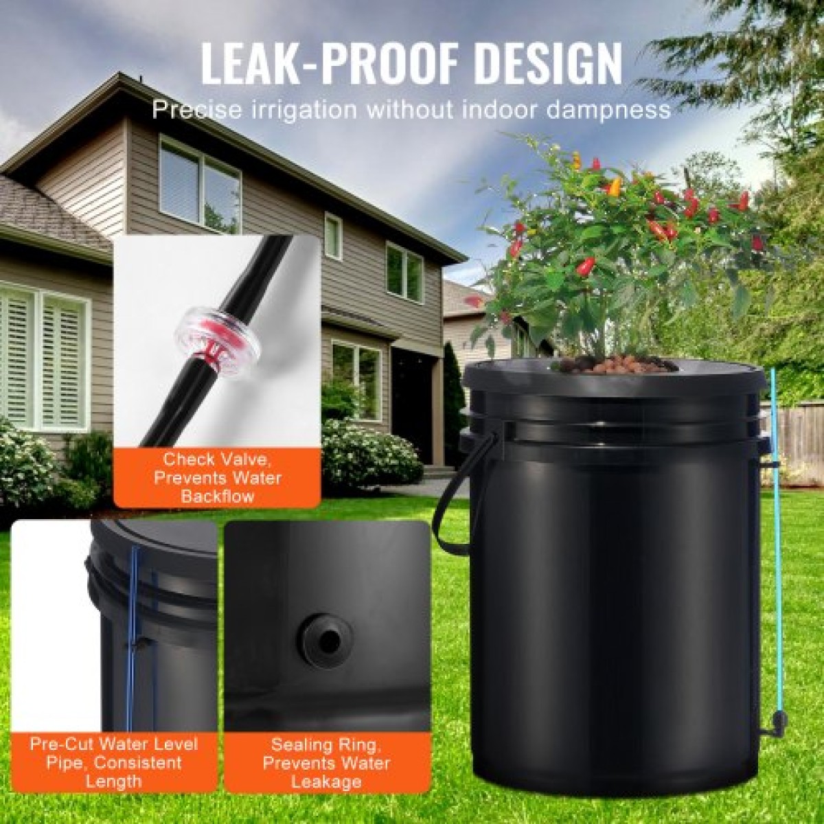 VEVOR DWC Hydroponics Grow System, Hydroponic Growing System, Deep Water Culture 5-Gallon 8 Buckets, DWC System with Air Pump, Air Stones και Water Level Device for Leafy Lagetables