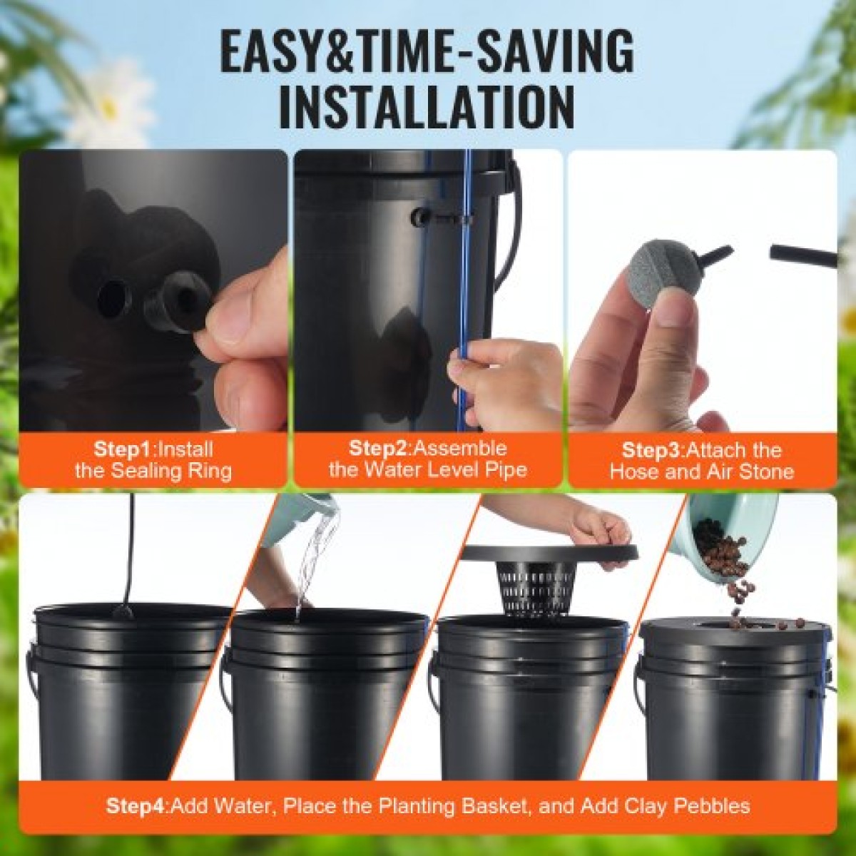 VEVOR DWC Hydroponics Grow System, Hydroponic Growing System, Deep Water Culture 5-Gallon 8 Buckets, DWC System with Air Pump, Air Stones και Water Level Device for Leafy Lagetables