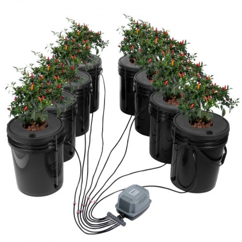VEVOR DWC Hydroponics Grow System, Hydroponic Growing System, Deep Water Culture 5-Gallon 8 Buckets, DWC System with Air Pump, Air Stones και Water Level Device for Leafy Lagetables