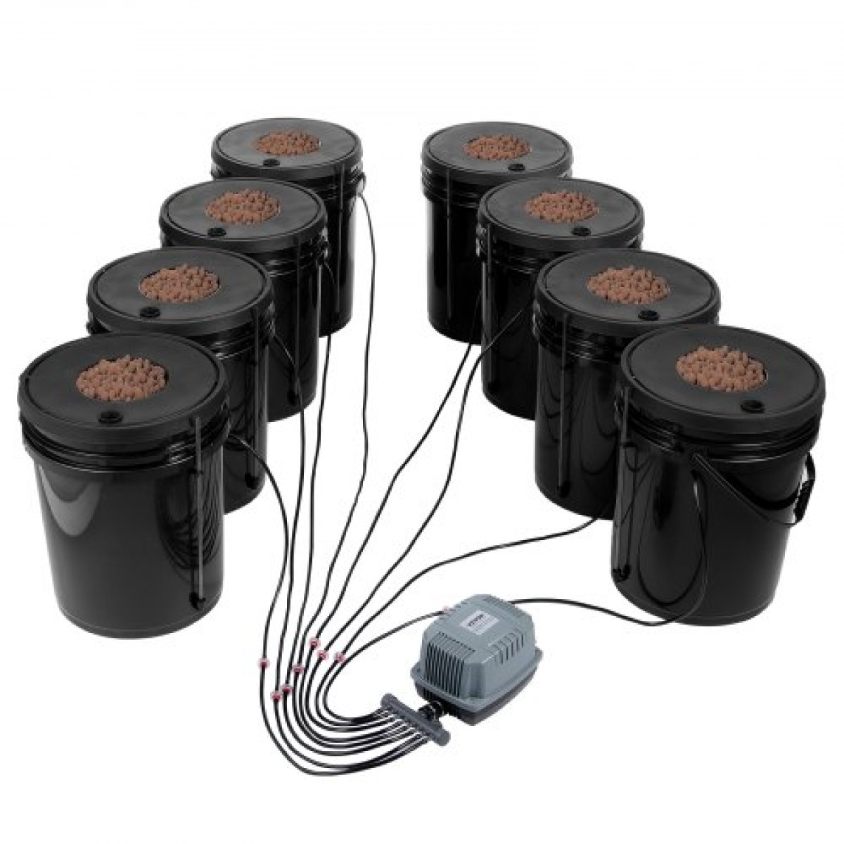 VEVOR DWC Hydroponics Grow System, Hydroponic Growing System, Deep Water Culture 5-Gallon 8 Buckets, DWC System with Air Pump, Air Stones και Water Level Device for Leafy Lagetables