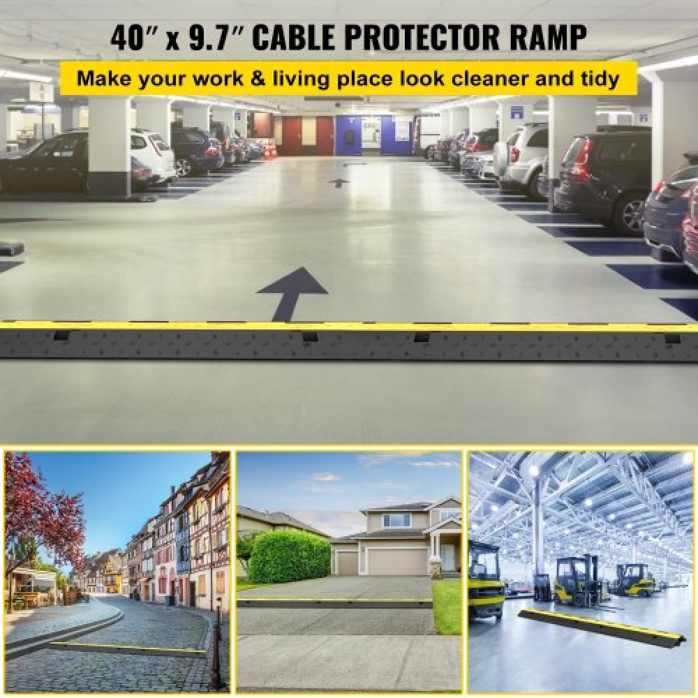 VEVOR Cable Protector Ramp 101x24,5x5 cm , 5 πακέτα 2 καναλιών Speed ​​Bump Hump, Rubber Modular Speed ​​Bump Ονομαστική χωρητικότητα 4989,5 kg, Προστατευτικό καλώδιο Ράμπα Driveway Rubber Traffic Speed ​​Bumps Cable Protector