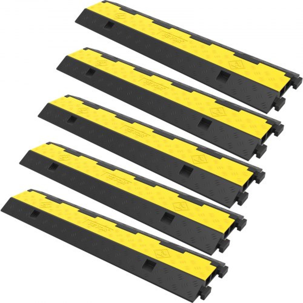 VEVOR Cable Protector Ramp 101x24,5x5 cm , 5 πακέτα 2 καναλιών Speed ​​Bump Hump, Rubber Modular Speed ​​Bump Ονομαστική χωρητικότητα 4989,5 kg, Προστατευτικό καλώδιο Ράμπα Driveway Rubber Traffic Speed ​​Bumps Cable Protector