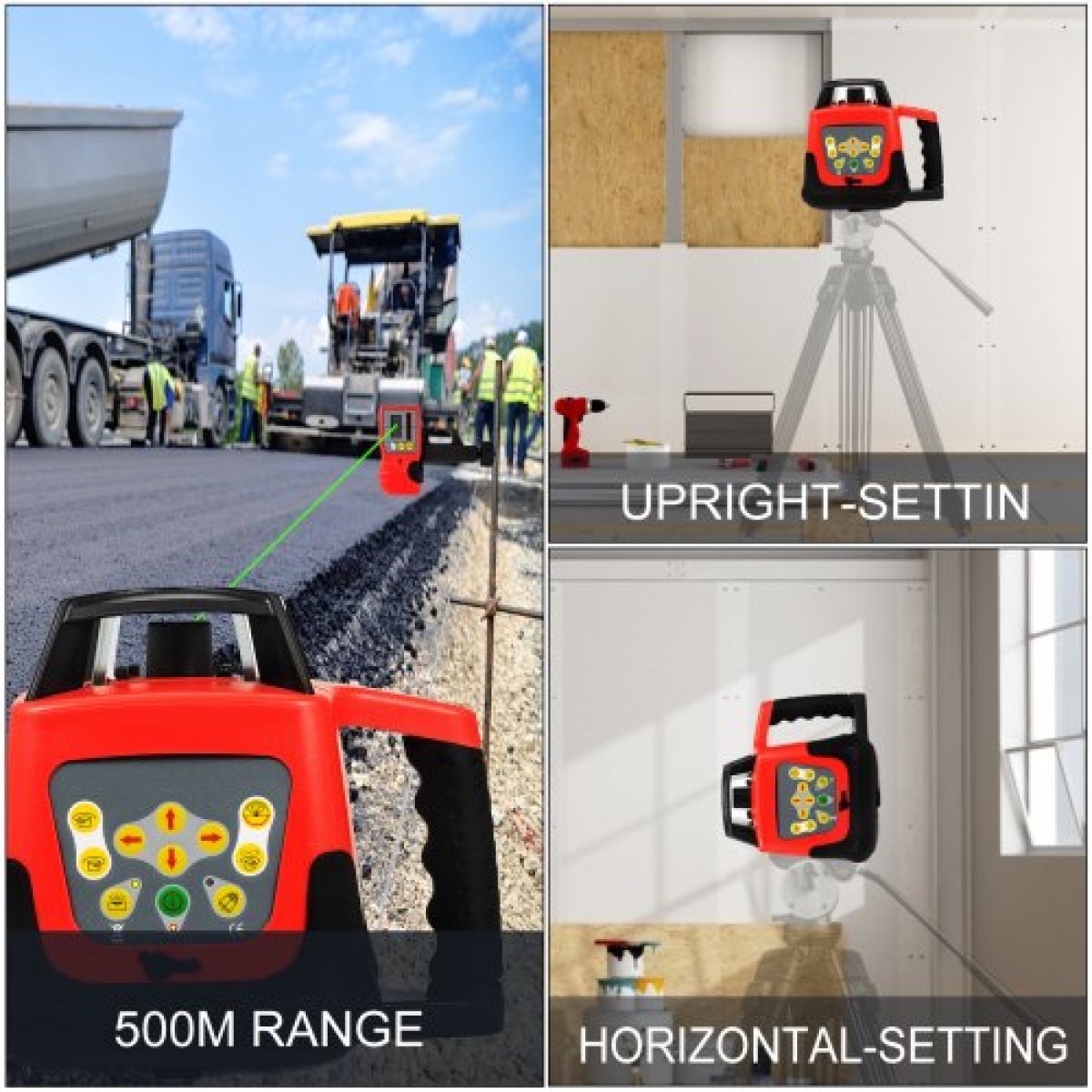 VEVOR Laser Level Green Beam Self Rotating Leveling Kit Αυτόματο επαγγελματικό βαρύ εργαλείο λέιζερ με θήκη μεταφοράς με τηλεχειριστήριο δέκτη