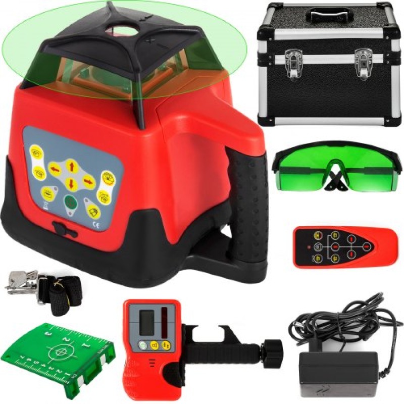 VEVOR Laser Level Green Beam Self Rotating Leveling Kit Αυτόματο επαγγελματικό βαρύ εργαλείο λέιζερ με θήκη μεταφοράς με τηλεχειριστήριο δέκτη