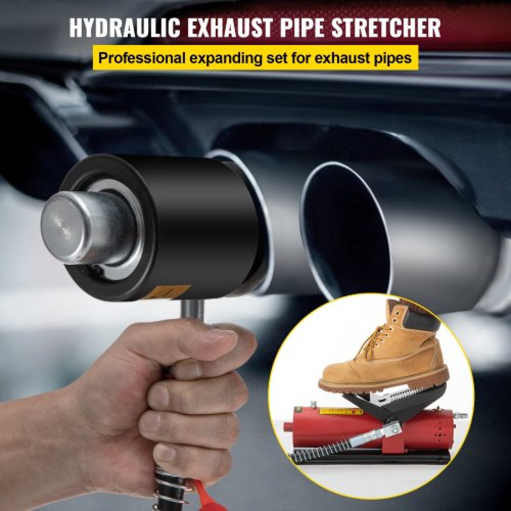 VEVOR Hydraulic Exhaust Pipe Expander, μέγεθος 4,1 έως 10,8 cm, 10 T πεντάλ αντλία περιλαμβάνεται με 4 μήτρες, 2 θήκες αποθήκευσης για χάλκινους σωλήνες αλουμινίου στην επισκευή αυτοκινήτων