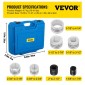 VEVOR Hydraulic Exhaust Pipe Expander, μέγεθος 4,1 έως 10,8 cm, 10 T πεντάλ αντλία περιλαμβάνεται με 4 μήτρες, 2 θήκες αποθήκευσης για χάλκινους σωλήνες αλουμινίου στην επισκευή αυτοκινήτων