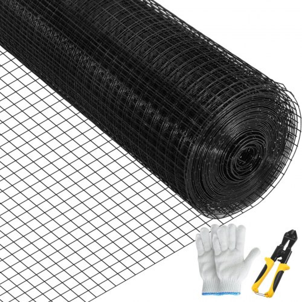 Ύφασμα υλικού VEVOR, 24 \" x 100\' & 1 \" x 1 \" μέγεθος πλέγματος, γαλβανισμένο ατσάλι με επίστρωση βινυλίου 16 διαμετρήματος περίφραξη από σύρμα κοτόπουλου με μια πένσα κοπής & ένα ζευγάρι υφασμάτινα γάντια, για περίφραξη κήπ