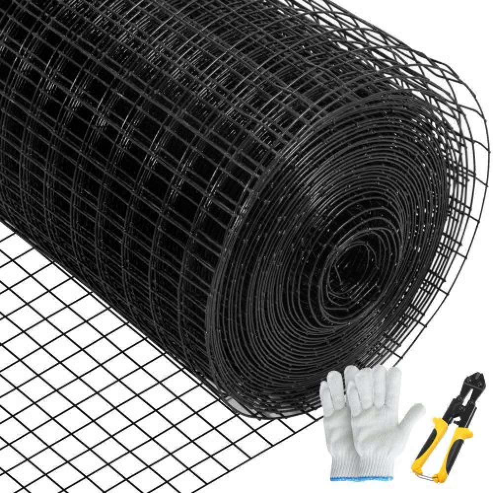 Υφασμάτινο ύφασμα VEVOR, 48 \" x 50\' & 1 \" x 1 \" μέγεθος πλέγματος, γαλβανισμένο ατσάλι με επίστρωση βινυλίου 16 διαμετρήματος περίφραξη από σύρμα κοτόπουλου με μια πένσα κοπής & ένα ζευγάρι υφασμάτινα γάντια, για περίφραξη 