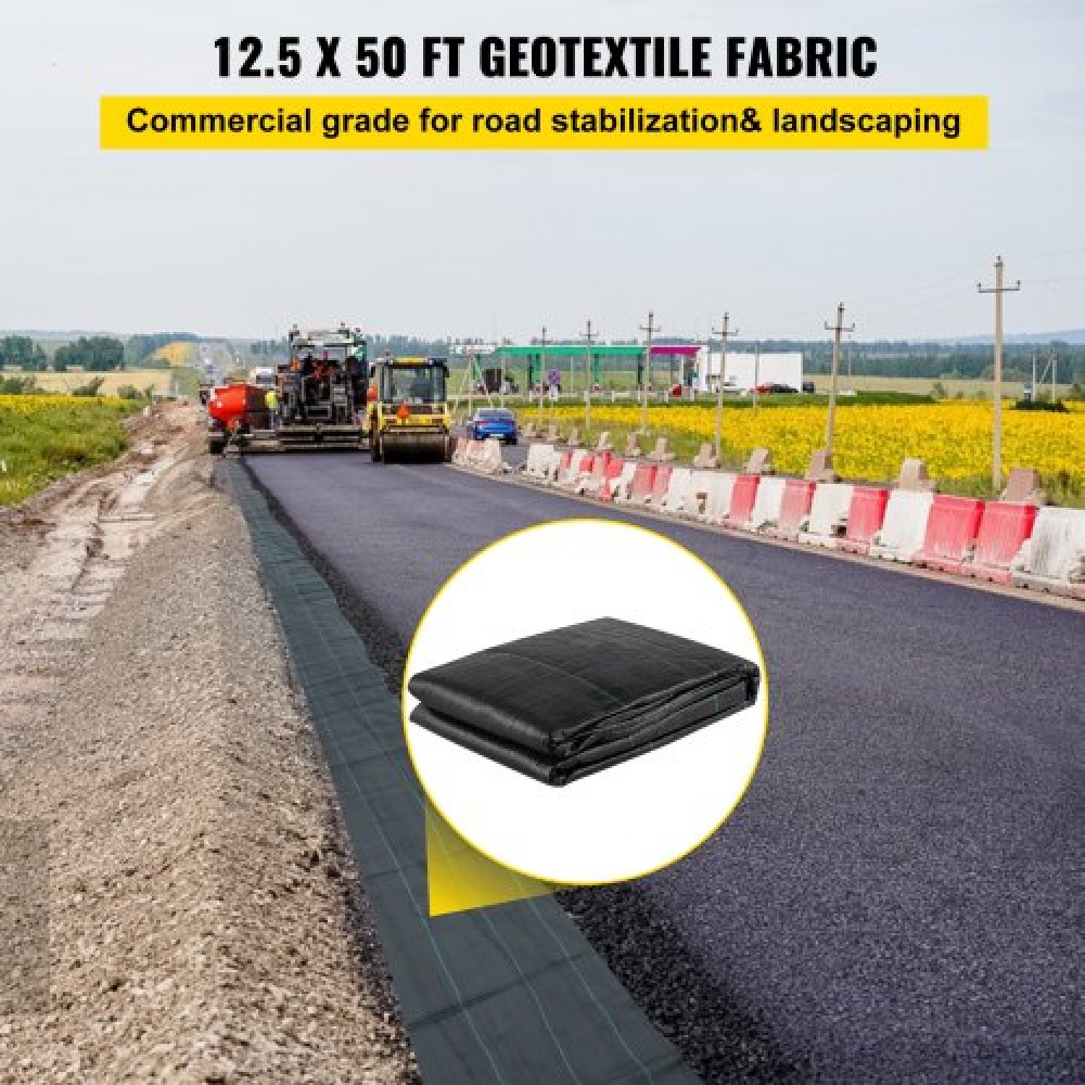 VEVOR Geotextile Fabric Woven Driveway Fabric 12.5' x 50' Landscaping Fabric 3.5oz